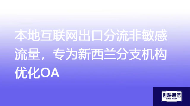 本地互联网出口分流非敏感流量，专为新西兰分支机构优化OA？？？解决方案//世耕通信全球办公专网